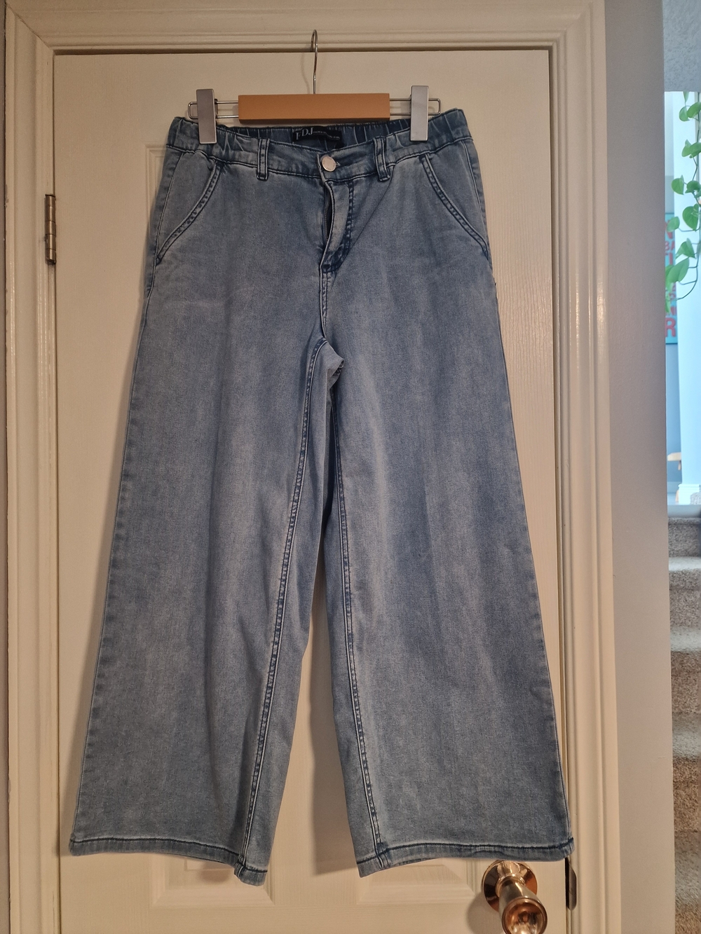 French Dressing Jeans High-Rise Cropped Wide Leg Jeans, Light Blue, Size 2